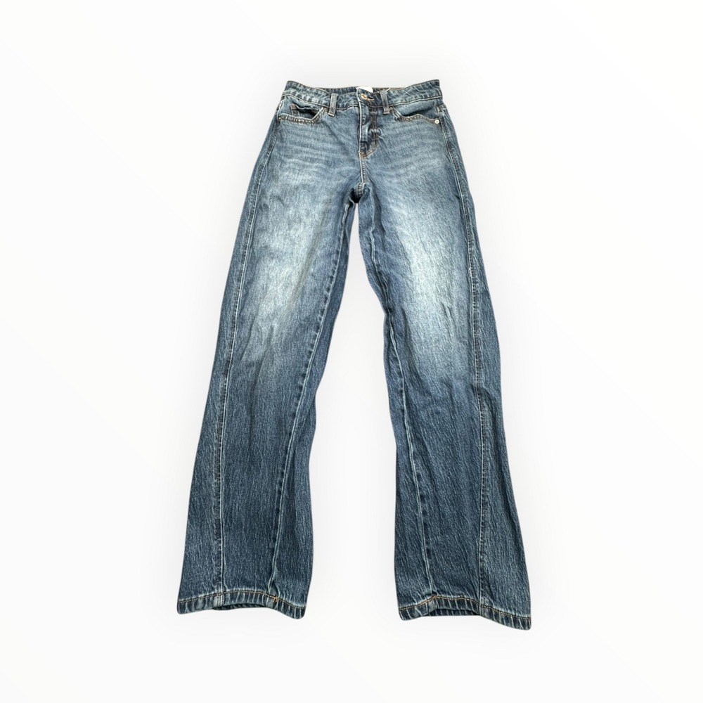 Time and Tru Jeans Womens 2 Blue Wide‎ Leg High Rise Denim Stretch TT3636008766D